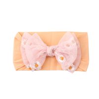 Simple Solid Color Double Bow Children Small Daisy Flower Nylon Headband sku image 8