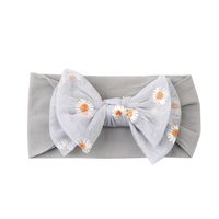 Simple Solid Color Double Bow Children Small Daisy Flower Nylon Headband sku image 3
