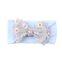 Simple Solid Color Double Bow Children Small Daisy Flower Nylon Headband sku image 10