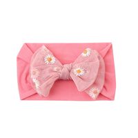 Simple Solid Color Double Bow Children Small Daisy Flower Nylon Headband sku image 4