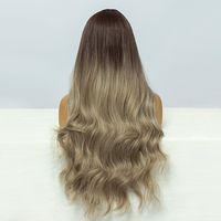 Women's Mid-seam Hand-woven Long Curly Hair Chemical Fiber Mid-length Gradient Color Wig Head Cover main image 3