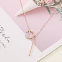 Fashion Letter D Shaped Round Pendant S925 Silver Necklace main image 3
