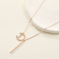 Fashion Letter D Shaped Round Pendant S925 Silver Necklace sku image 2