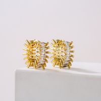 Fashion Geometric Circle Copper Gold-plated Micro Inlaid Zircon Earrings main image 4