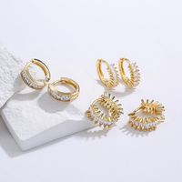 Fashion Geometric Circle Copper Gold-plated Micro Inlaid Zircon Earrings main image 1