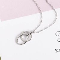 Fashion Simple Two Circle Shaped Pendant S925 Silver Necklace main image 2