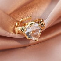 Mode Weibliche Einfache Intarsien Zirkon Herz-förmigen Kupfer Ring main image 1