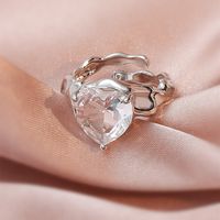 Mode Weibliche Einfache Intarsien Zirkon Herz-förmigen Kupfer Ring main image 3