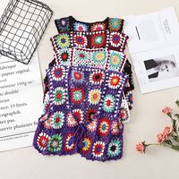Women's Sleeveless T-shirts Hollow Out Ethnic Style Color Block main image 3