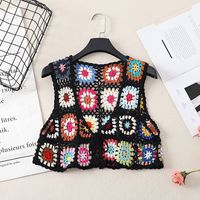 Women's Sleeveless T-shirts Hollow Out Ethnic Style Color Block main image 7
