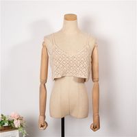 Fashion Retro Summer New Hollow Solid Color Small Strap Top main image 2