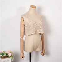 Fashion Retro Summer New Hollow Solid Color Small Strap Top main image 3
