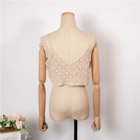 Fashion Retro Summer New Hollow Solid Color Small Strap Top main image 4