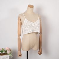 Fashion Retro Summer New Hollow Solid Color Small Strap Top main image 6