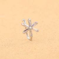 Personality Classic Punch-free Hand-inlaid Geometric Petal Zircon Copper Nose Ring main image 3