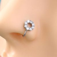 Simple Micro-inlaid Round Zircon Copper Nose Perforation-free Piercing Jewelry main image 5