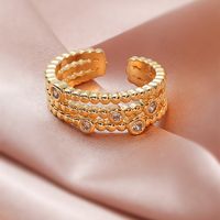 Mode Einfache Multilayer Inlay Strass Zeigefinger Kupfer Ring main image 5