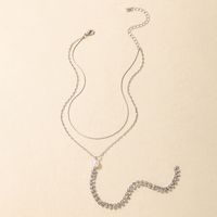 Fashion Diamond Tassel Double Layer Pearl Necklace main image 2