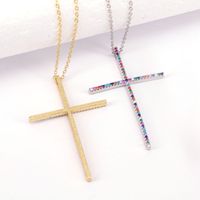 Hip Hop Style Cross Copper Inlaid Color Zircon Pendant Necklace main image 5