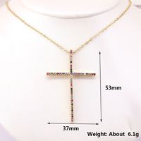 Hip Hop Style Cross Copper Inlaid Color Zircon Pendant Necklace main image 2