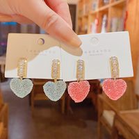 Cute Soft Candy Fully Jeweled Heart Earrings Refined Zircon Inlaid Ear Studs Earrings main image 1