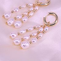 Mode Kreative Kupfer Gold Überzogene Kreis Perle Quaste Ohrringe main image 5