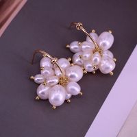 Simple Style Copper 18k Gold-plated Pearl Pendant Earrings main image 4