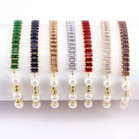 Nuevo Estilo De Cobre Chapado En Oro Incrustaciones De Color Zircon Perla Pulsera main image 1