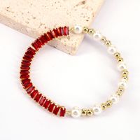 New Style Copper Gold Plated Inlaid Color Zircon Pearl Bracelet main image 2