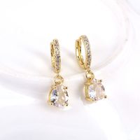 Retro Style Water Drop Shape Copper Micro Inlaid Zircon Crystal Pendant Earrings main image 3