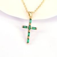 Fashion Geometric Cross Copper Zircon Necklace In Bulk main image 5