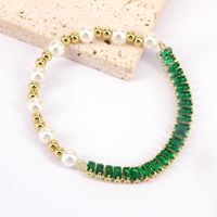 New Style Copper Gold Plated Inlaid Color Zircon Pearl Bracelet sku image 1