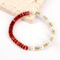 New Style Copper Gold Plated Inlaid Color Zircon Pearl Bracelet sku image 2