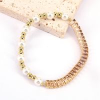 New Style Copper Gold Plated Inlaid Color Zircon Pearl Bracelet sku image 6