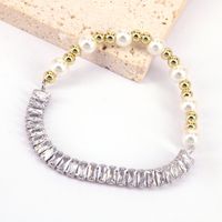 New Style Copper Gold Plated Inlaid Color Zircon Pearl Bracelet sku image 7