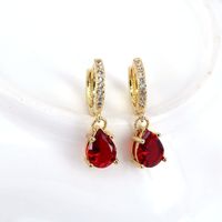 Retro Style Water Drop Shape Copper Micro Inlaid Zircon Crystal Pendant Earrings sku image 3