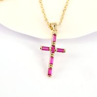 Fashion Geometric Cross Copper Zircon Necklace In Bulk sku image 4