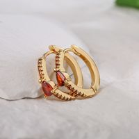 Fashion Simple Vintage Copper Plated Real Gold Micro Inlaid Zircon Geometric Earring main image 2