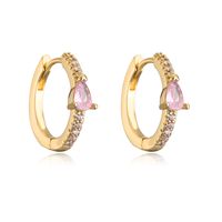 Fashion Simple Vintage Copper Plated Real Gold Micro Inlaid Zircon Geometric Earring sku image 2