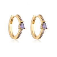 Fashion Simple Vintage Copper Plated Real Gold Micro Inlaid Zircon Geometric Earring sku image 3