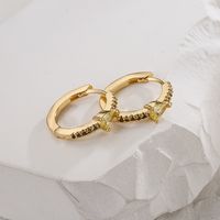 Fashion Simple Vintage Copper Plated Real Gold Micro Inlaid Zircon Geometric Earring main image 3
