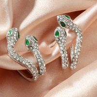 Fashion Ornament Shiny Rhinestone Inlaid Double-headed Snake Stud Earrings main image 3