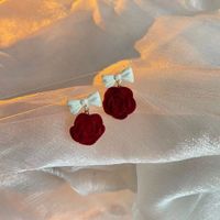 Fashion New Style Contrast Color Flower Heart Bow Stud Earrings main image 3