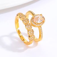 Nuevo Anillo De Cobre De Circonita De Oro De 18k Geométrico Simple De Moda sku image 1