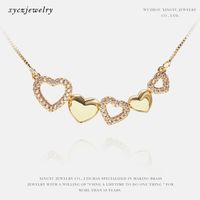 Korean Fashion Heart-shaped Micro-inlaid Zircon Copper Clavicle Necklace sku image 1
