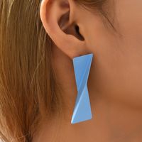 Simple Style Solid Color Geometric Fold Pendant Earrings main image 1