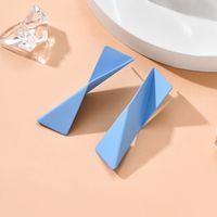 Simple Style Solid Color Geometric Fold Pendant Earrings main image 2
