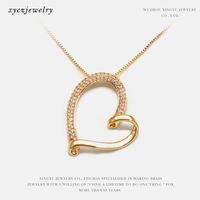 Fashion Hollow Heart-shape Copper Necklace sku image 1