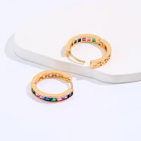 Fashion Simple Copper Electroplated 18k Gold Colorful Zircon Round Earrings main image 5