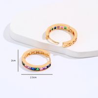 Fashion Simple Copper Electroplated 18k Gold Colorful Zircon Round Earrings sku image 1